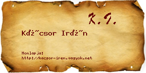 Kácsor Irén névjegykártya